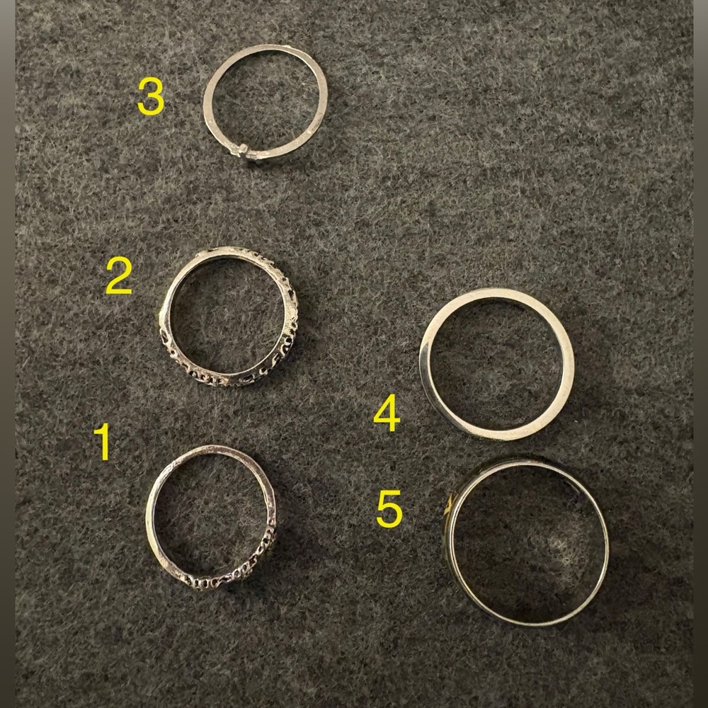 Silver stacking rings - Set of 5
